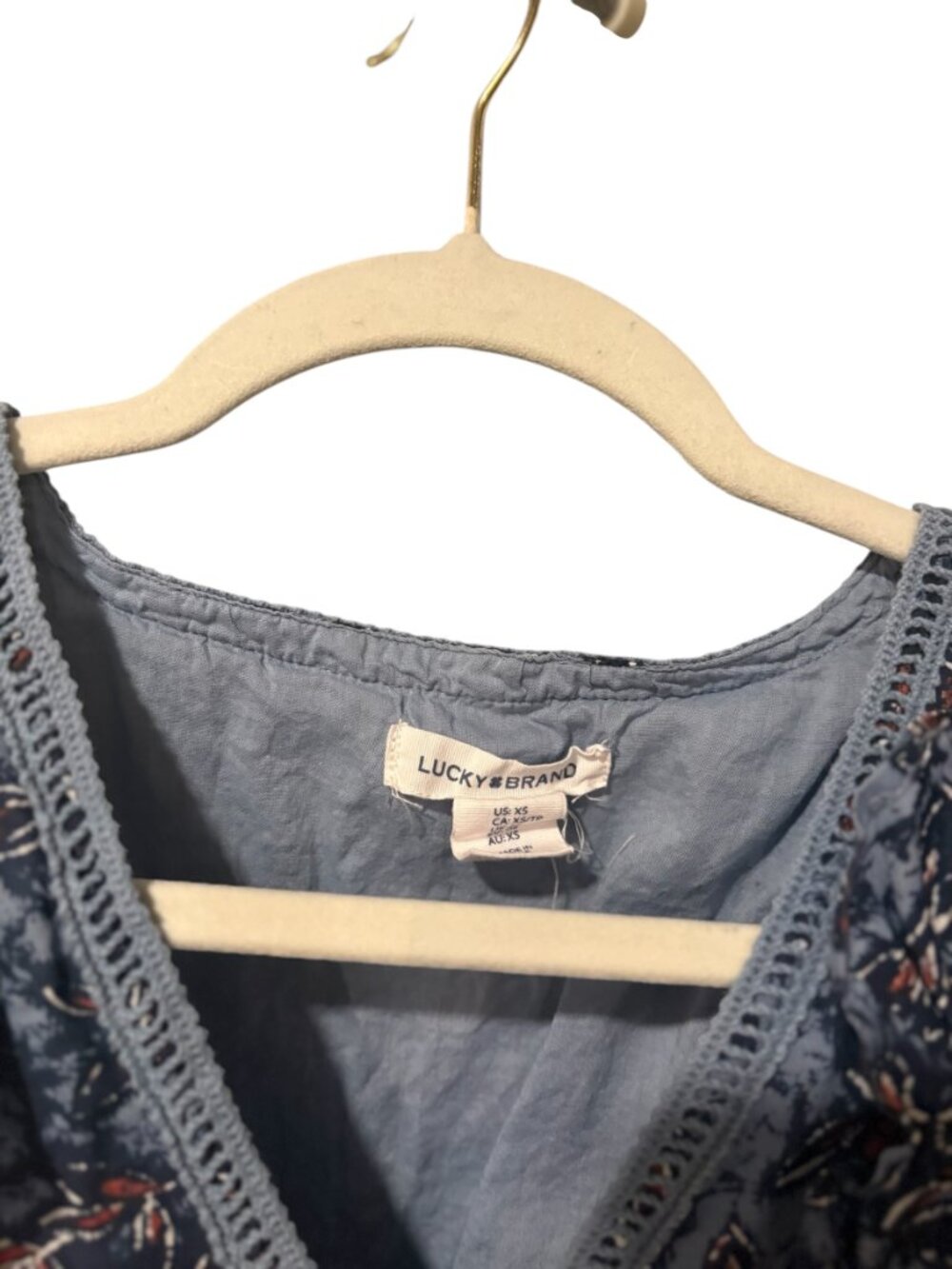 Lucky Brand Blue Floral V-Neck Ruffle Sundress - Picture 5 of 6